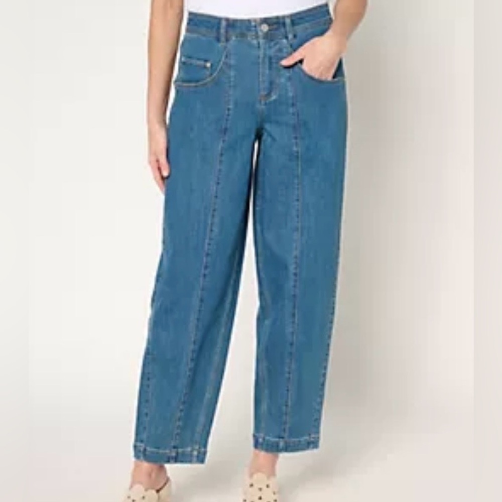 LOGO by Lori Goldstein Relaxed Boyfriend Jeans in Medium Blue